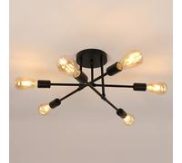 Pheashine 6-Light Modern Sputnik Ceiling Light, E27 Socket, 52cm Wide, 220-240V in Black Pheashine Black