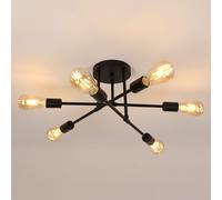 Pheashine 6-Light Modern Sputnik Ceiling Light, E27 Socket, 52cm Wide, 220-240V in Black Pheashine Black