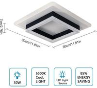 Pheashine Acrylic Square 30W 3250Lm 6500K Cool White Led Ceiling Light