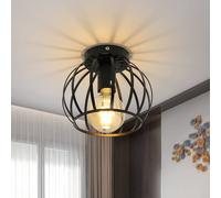 Pheashine Black 20cm Metal Cage Semi-Flush Ceiling Light E27 Vintage Watermelon Pheashine Black