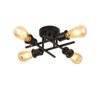 Pheashine Black 28cm 4-Light Semi-Flush Ceiling Light E27 Vintage Industrial Pheashine Black