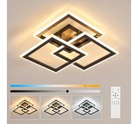 Pheashine Black 47cm Square Triple LED Ceiling Light 40W Dimmable 3000K-6500K Pheashine Black