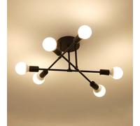 Pheashine Black 6-Light Molecular Ceiling Light, E27 Vintage Industrial Design With Adjustable Arms