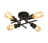 Pheashine Black Ceiling Light, 4-Light Rustic Sputnik Chandelier with E27 Base, Industrial Semi Flush Mount Ceiling Light Kitchen, Bedroom, Living Room, Hallway