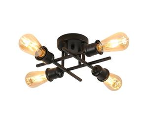 Pheashine Black Ceiling Light Fixture, 4-Light Industrial Black Chandelier with E27 Base, Vintage Semi Flush Mount Ceiling Light Kitchen, Bedroom, Living Room, Hallway