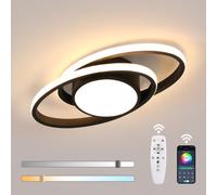 Pheashine Black Double Circle Led Aluminum Ceiling Light Oval Stepless Dimming With Remote Control
