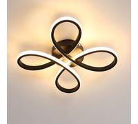 Pheashine Black Flower-Shaped Led Ceiling Light, 30W 3500Lm 3500K Warm White For Modern Interiors