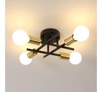 Pheashine Black Gold 4-Light Ceiling Light, E27 Base, Bulb Not Included, 28cm Pheashine Black