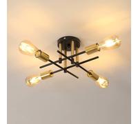 Pheashine Black Gold 41cm 4-Light Flush Mount Ceiling Light E27 Industrial Pheashine Black