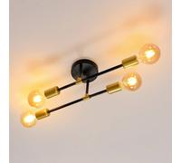 Pheashine Black Gold Ceiling Light, E27, Industrial Style, Bulb Not Included Pheashine Black