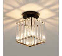 Pheashine Black Rectangular Crystal Chandelier Ceiling Light E27 (Bulb Not Included)