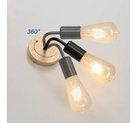 Pheashine Black Retro Wood Iron Set Of Two E27 Base Wall Sconces Without Bulbs