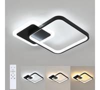 Pheashine Black Square Led Acrylic Ceiling Light, 20W Stepless Dimming With Remote, 220V