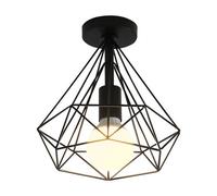 Pheashine Black Vintage Industrial Ceiling Light 25Cm Diamond-Shaped Metal Chandelier