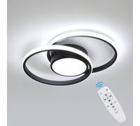 Pheashine Bright Double Round LED Ceiling Light 39W Dimming Remote in Black Pheashine Black