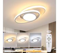Pheashine Bright Double Round LED Ceiling Light 39W Dimming Remote in White Pheashine White