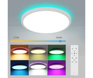 Pheashine Ceiling Light,tri-Proof Ceiling Light 28Cm Remote Control Dimmable Led,3 White Tones For Living Room/game Room