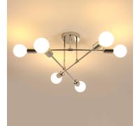Pheashine Chrome 6-Light Sputnik Ceiling Light, Modern Flush Mount, E27 Bulb Not in Silver Pheashine Silver