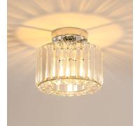 Pheashine Chrome Round Ceiling Lamp With Crystal Cover, E27 Lamp Holder (No Bulb)
