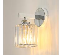 Pheashine Chrome Round Wall Lamp With Crystal Shade E27 Holder No Bulb