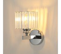 Pheashine Chrome Square Wall Lamp With Crystal Shade, E27 Lamp Holder (No Bulb)