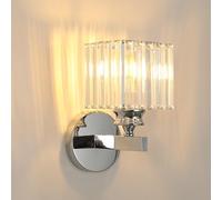 Pheashine Crystal LED Wall Light Modern Silver Wall Lamp with Metal Frame | Elegant Indoor Wall Sconce for Bedroom, Living Room, Hallway with Decorative Crystal Lighting