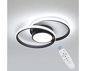 Pheashine Double Round Led Aluminum Ceiling Light All Black Round Stepless Dimming With Remote Control