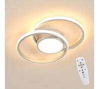 Pheashine Double Round Led Ceiling Light,40W Silver Aluminum Dimmable With Remote