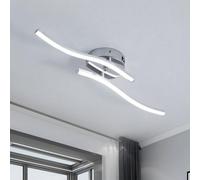 Pheashine Double Wave Led Ceiling Light 52Cm,14W 6500K Cool White, Slim 7.5Cm, Silver Finish