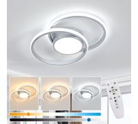 Pheashine Dual Ring LED Ceiling Light, 40W Dimmable with Remote, 3000-6500K, 40cm in Silver Pheashine Silver