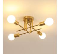 Pheashine Elegant Gold Ceiling Lamp 4-Light Vintage Wrought Iron 43Cm Square