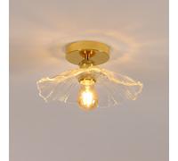 Pheashine Elegant Trumpet-Shaped Glass Ceiling Lamp Gold 28X14Cm E27 Side-Mounted Chassis