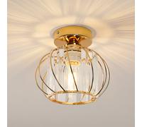 Pheashine Gold Crystal Ceiling Light E27 Base Modern Cage Design (Bulb Not Included)