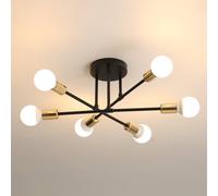Pheashine Gold Metal 52cm 6-Light Adjustable Industrial Chandelier with Arms E27 in Black Pheashine Black