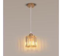 Pheashine Gold Single-Head Chandelier With Round Crystal Shade,1M Adjustable Wire, E27 Holder (No Bulb)