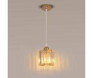 Pheashine Gold Single-Head Chandelier With Round Crystal Shade,1M Adjustable Wire, E27 Holder (No Bulb)