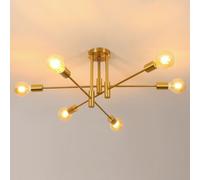 Pheashine Gold Six Light E27 Semi Flush Mount Ceiling Fixture