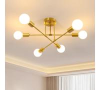 Pheashine Gold Vintage Ceiling Light, 6-Light E27 Pendant With 60Cm Diameter For Living Room Or Bedroom