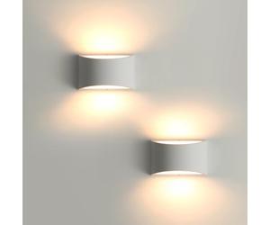 Pheashine Indoor Wall Lights 2 Pack, 7W Warm White LED Modern Plaster Wall Lights, Decorative Up and Down Wall Lamp Sconce for Living Room, Bedroom, Corridor, Stairs, Pathway (G9 LED Bulb Include)