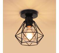 Pheashine Industrial Retro Ceiling Light Black Metal E27 Base 16x18 cm Pheashine Black 16x18 cm