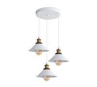 Pheashine Industrial Retro White Iron Kitchen Restaurant Bar Balcony Hanging Pendant Light (3 Pack) E27 Lamp Base