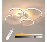 Pheashine LED Ceiling Light, 39W Dimmable 3000-6500K with Remote, 4-Ring Fixture in White Pheashine White