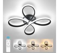 Pheashine LED Ceiling Light, 40W Dimmable 3000-6500K with Remote, Flower Fixture in Black Pheashine Black
