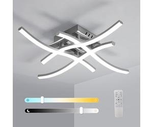 Pheashine LED Ceiling Light Dimmable 28W LED Bedroom Ceiling Lamp with Remote Control, 3000K - 6500K Modern Curved Ceiling Lighting Fixture for Living Room, Hallway, Study, Office
