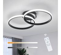 Pheashine LED Ceiling Light, Dimmable 3000-6500K with Remote, Dual Ring Fixture in Black Pheashine Black