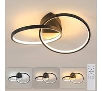 Pheashine LED Ceiling Light, Dimmable with Remote, 2-Tier Rings Flush Mount, 54cm in Black Pheashine Black