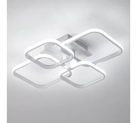 Pheashine LED Chandelier Ceiling Light, 60W Modern Flush Mount Ceiling Light Fixture, White 4-Square LED Chandeliers for Living Room, Bedroom, Dining Room, Siting Room, 6500K Cool White