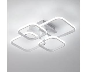 Pheashine LED Chandelier Ceiling Light, 60W Modern Flush Mount Ceiling Light Fixture, White 4-Square LED Chandeliers for Living Room, Bedroom, Dining Room, Siting Room, 6500K Cool White