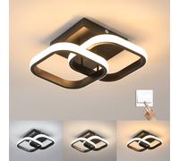 Pheashine Modern 2-Square LED Flush Mount, Black, 18W 3000/4500/6500K, 23cm in Black Pheashine Black