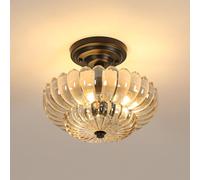 Pheashine Modern Black Amber Glass Ceiling Light, 30x30cm, 3 E27 Holders | Size: 30x30 cm Pheashine Black 30x30 cm